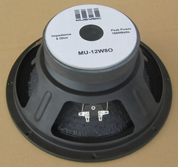 MUSYSIC MU‑12W8O 12" 8‑Ohm Replacement Subwoofer – 1600W Peak / 800W Program / 400W RMS