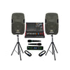 2000W PA System 6 Channel Mixer 15" Speakers Wireless Mics