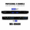 MUSYSIC MU‑D9600 Professional 4‑Channel Power Amplifier – 4×1000W @ 4Ω, LPF, Stereo/Parallel/Bridge Modes, 1U Rackmount