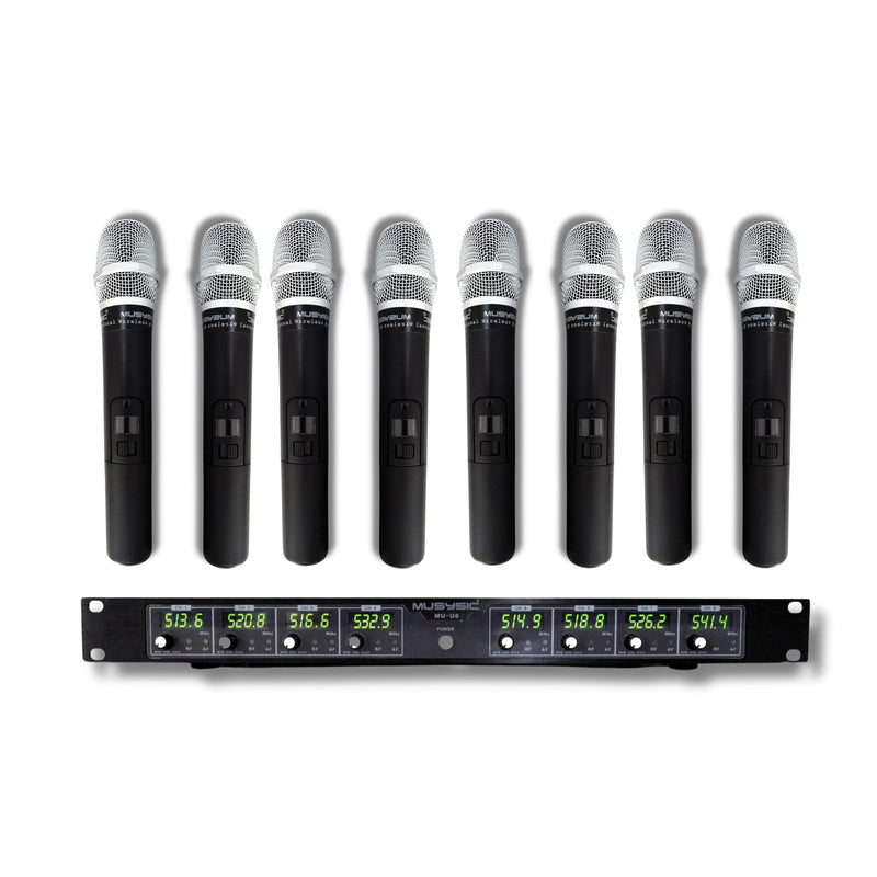 Professional 8-Channels UHF Handheld Wireless Microphone System MU-U8-HH