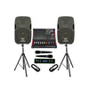 2000W PA System 6 Channel Mixer 15" Speakers Wireless Mics