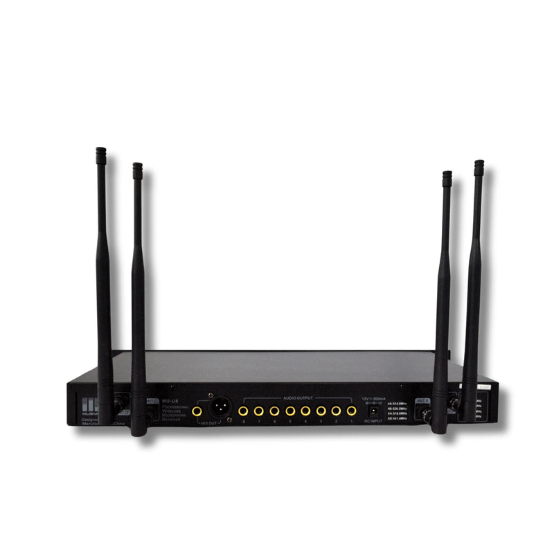 Professional 8-Channels UHF Handheld Wireless Microphone System MU-U8-HH