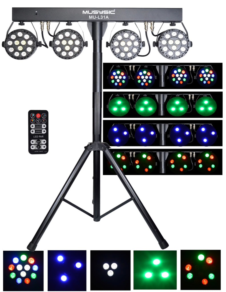4-Par Stage LED Lights DJ Band DMX System & Stand