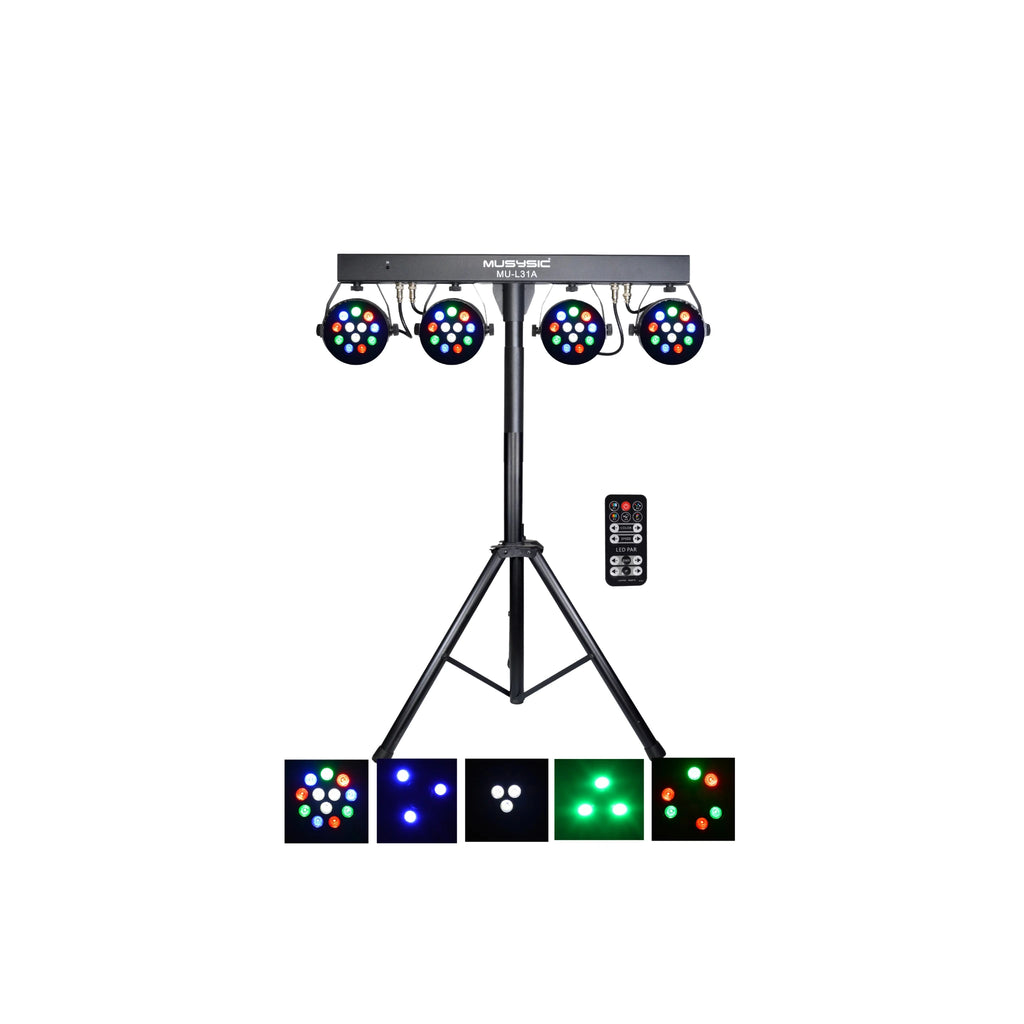 4-Par Stage LED Lights DJ Band DMX System & Stand MU-L31A