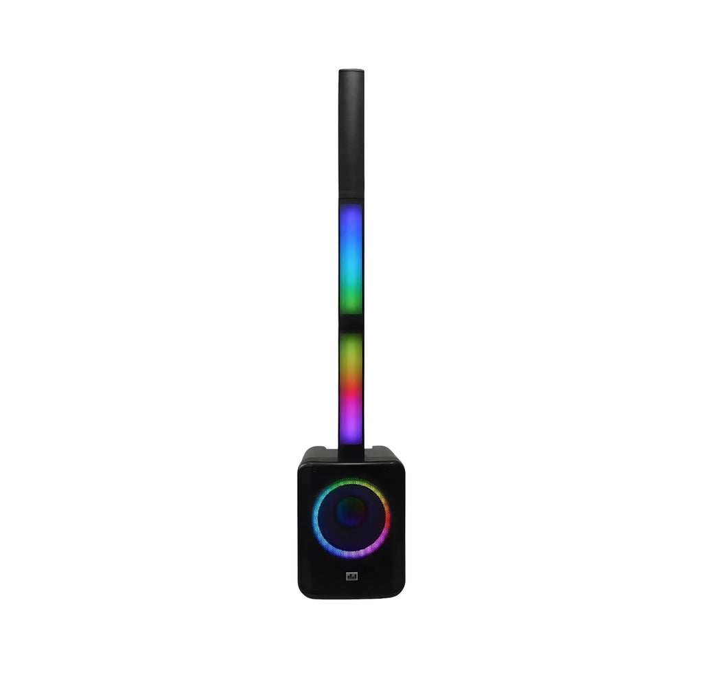 MUSYSIC MU-U12CPA Portable Column PA System with 12" Subwoofer, DSP, LED Lights & 3 UHF Wireless Mics