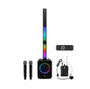 MUSYSIC MU-U12CPA Portable Column PA System with 12" Subwoofer, DSP, LED Lights & 3 UHF Wireless Mics