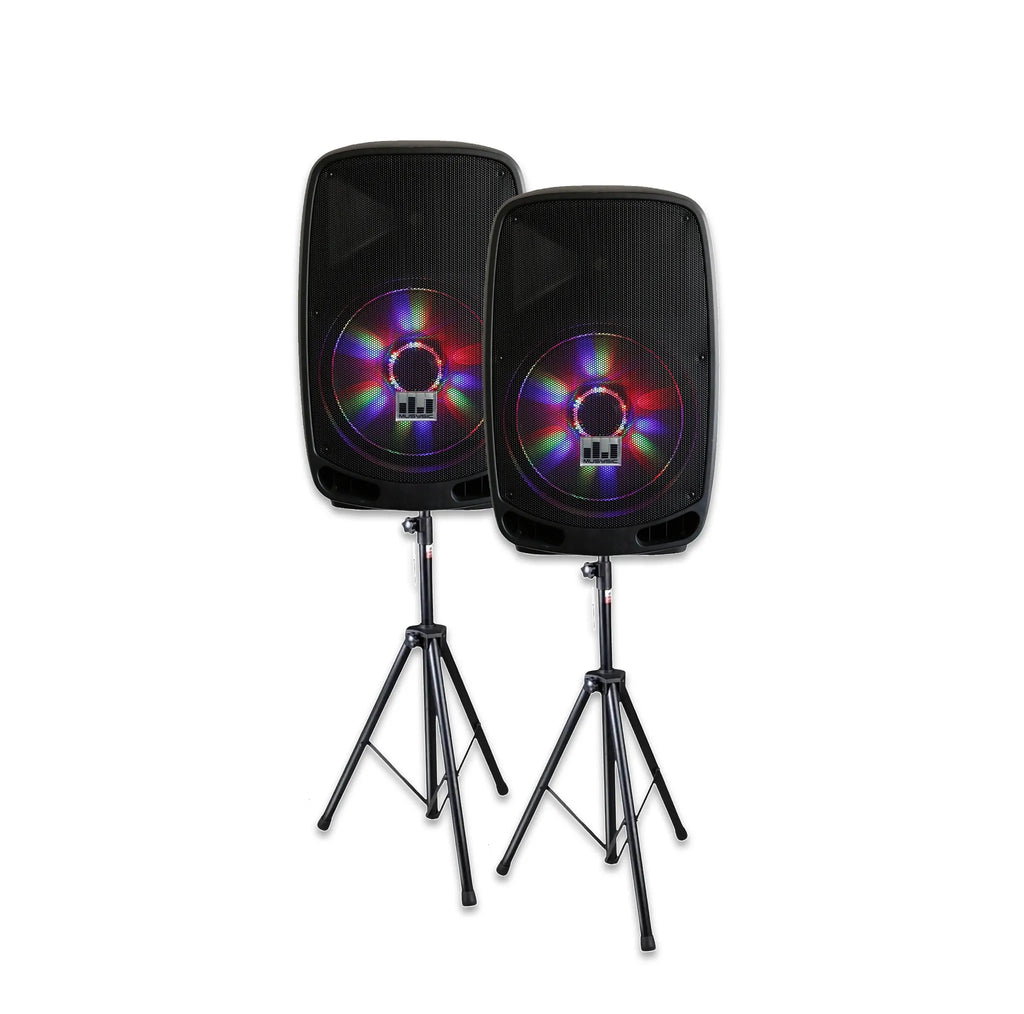 Pair Professional 4000W Power DJ PA BT 15" Speakers -Link Both Wirelessly-2 PCS