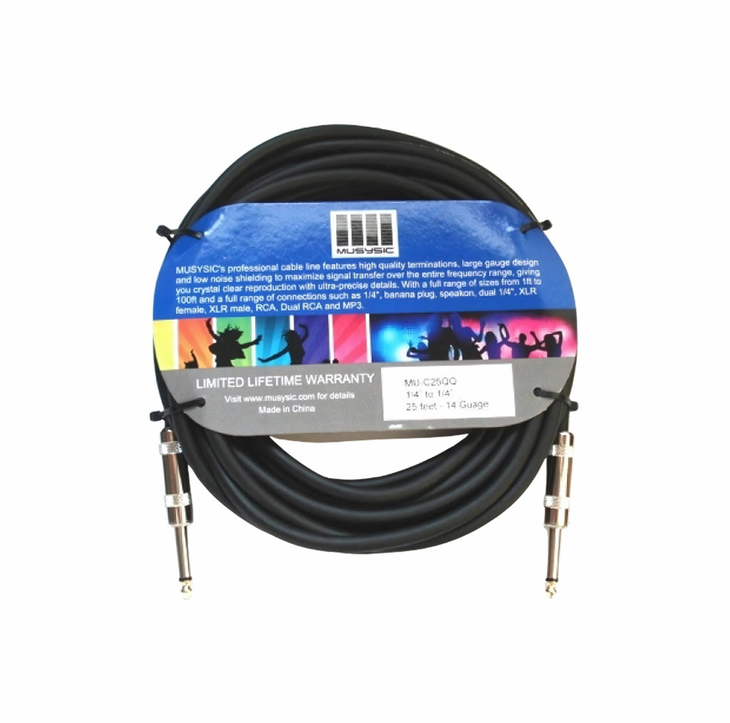 25 feet 14-Gauge Speaker Audio Cable 1/4" - 1/4" MU-C25QQ