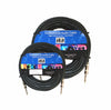 Two professional audio cables with labels on a white background