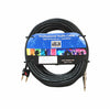 Black professional audio cable with a colorful label on a white background