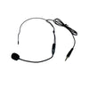 Black headset microphone with cable on a white background