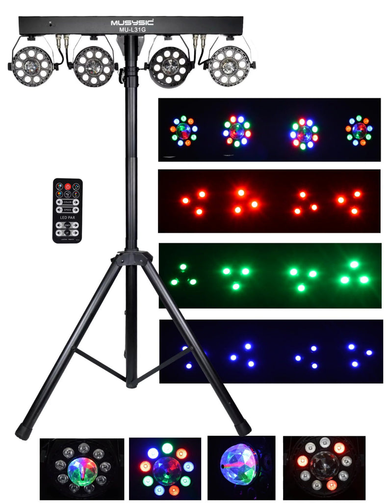 4-Par Stage LEDs Lights DJ Band DMX System & Stand