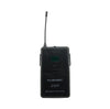 Black bodypack transmitter with UHF label on a white background