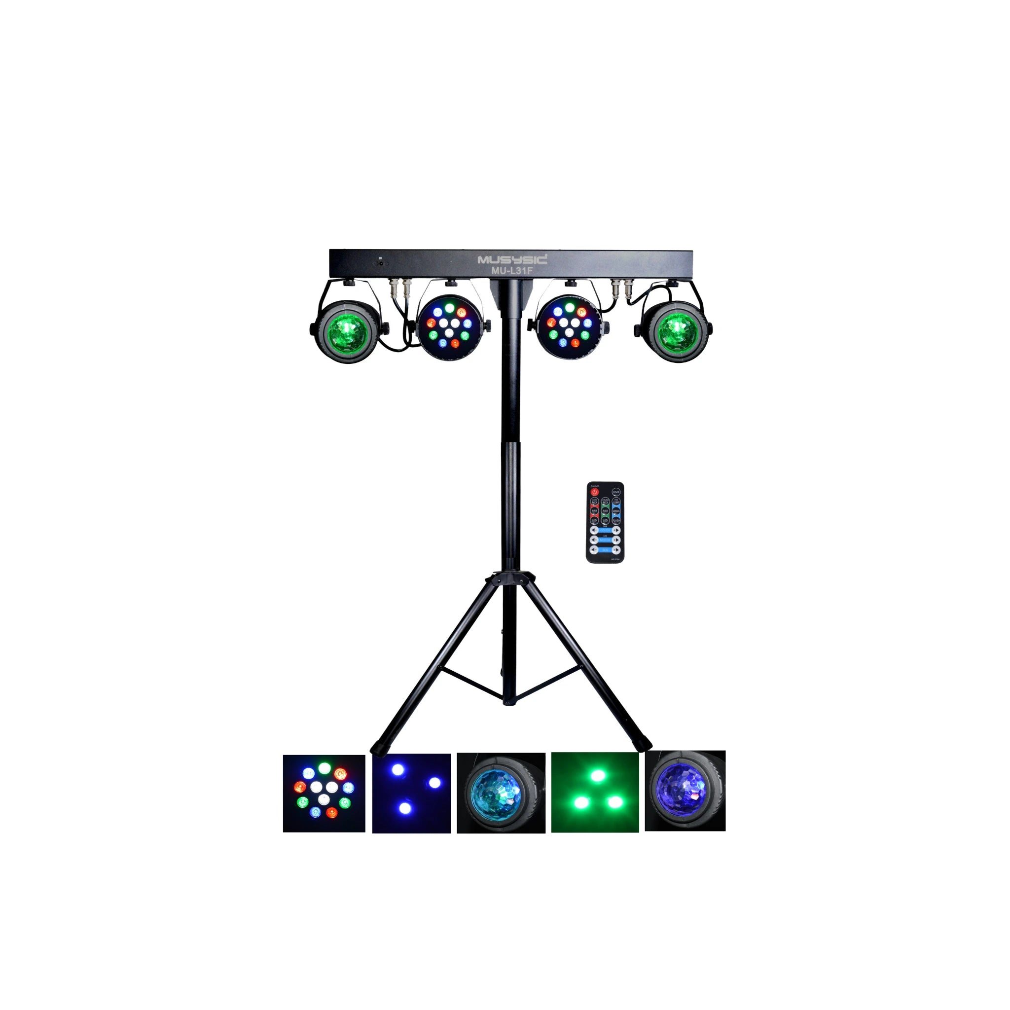 4-Par Stage LEDs Lights DJ Band DMX System & Stand