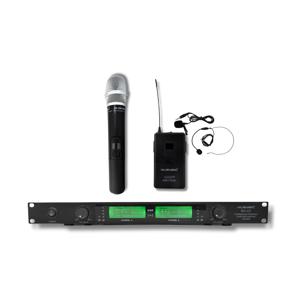 uhf wireless microphone with transmitter and receiver