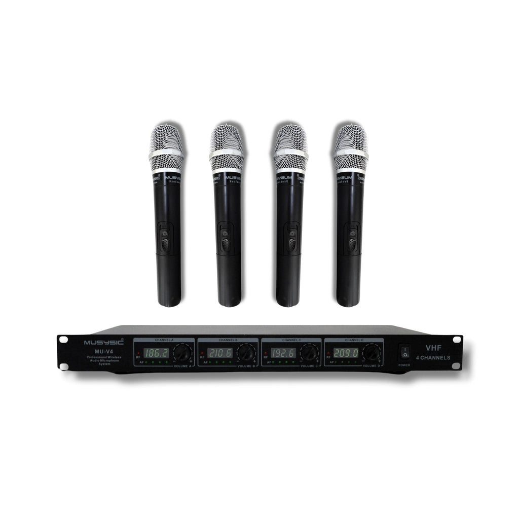 vhf 4 channel wireless microphones with receiver