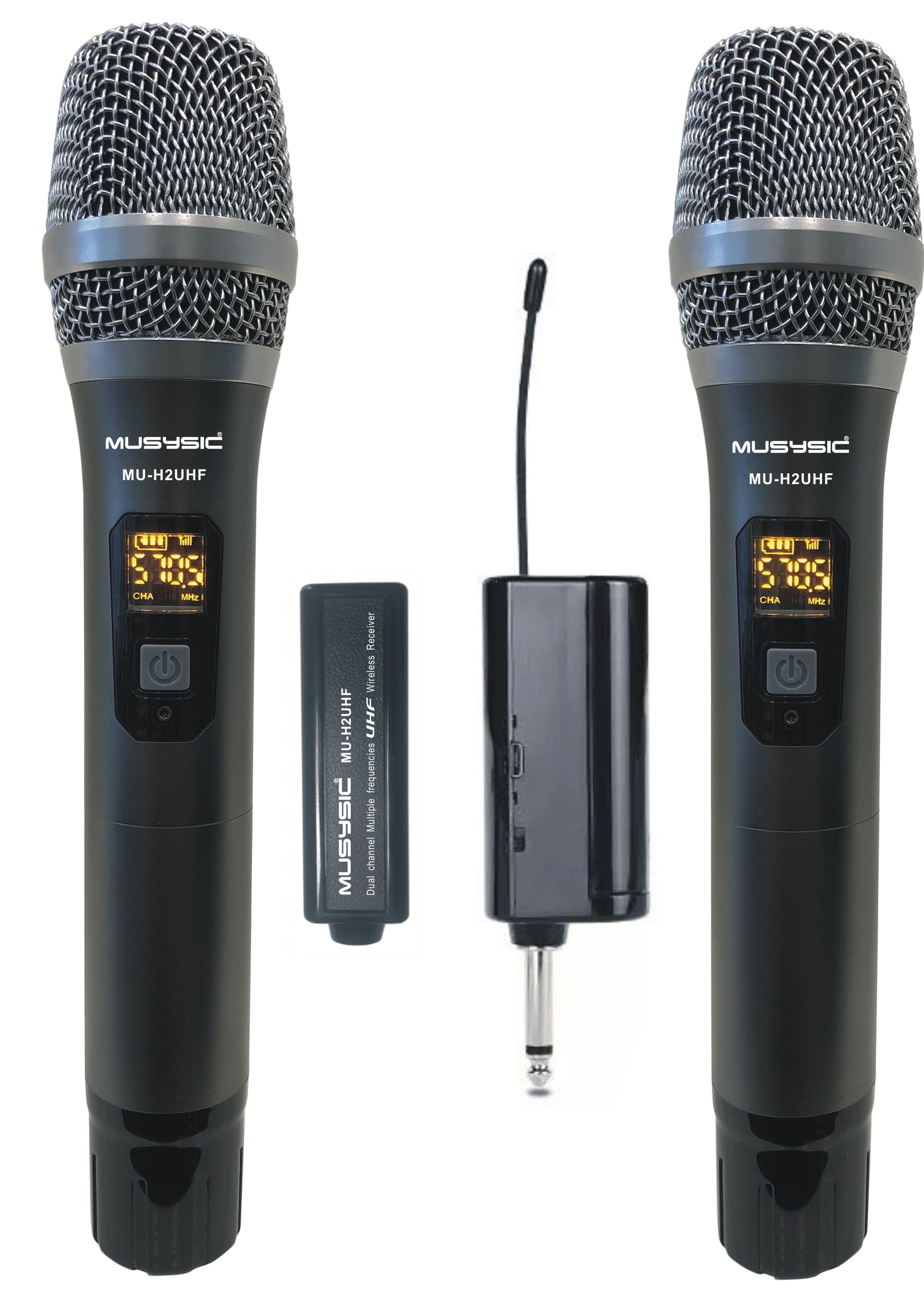 MUSYSIC Dual-Channel UHF Wireless Microphone System