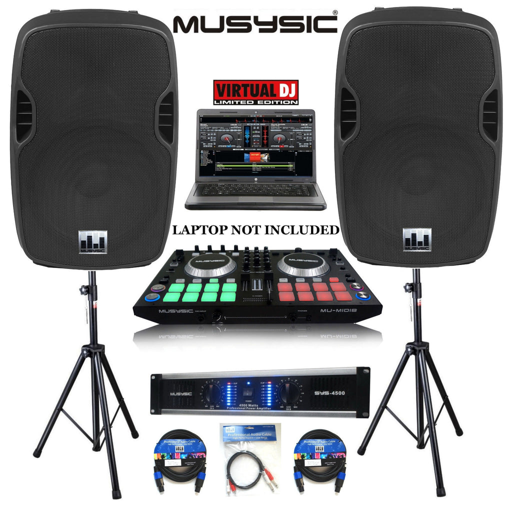 Compact Dj System MUSYSIC 4500W DJ System with MIDI Controller & 15