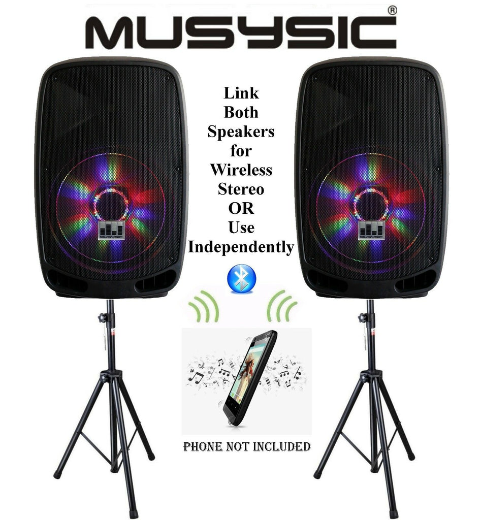 Pair Professional 4000W Power DJ PA BT 15 Speakers