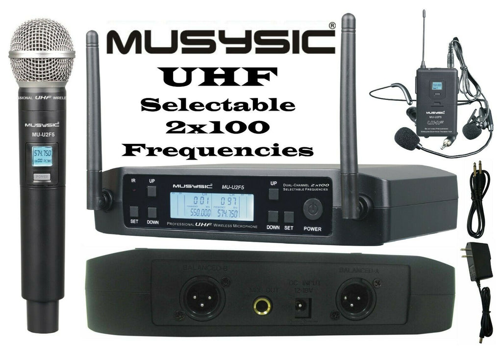 uhf wireless mics system with 200 frequencies